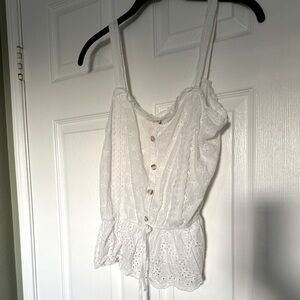 White eyelet top